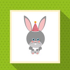cute festive rabbit or bunny animal with party hat image