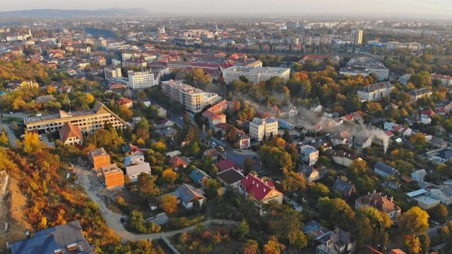 Town in upper view of the city Uzhgorod, located in Transcarpathia Uzhhorod Ukraine Europe