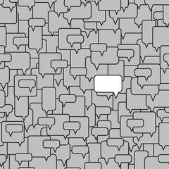 Different opinion in the crowd. Speech bubbles.