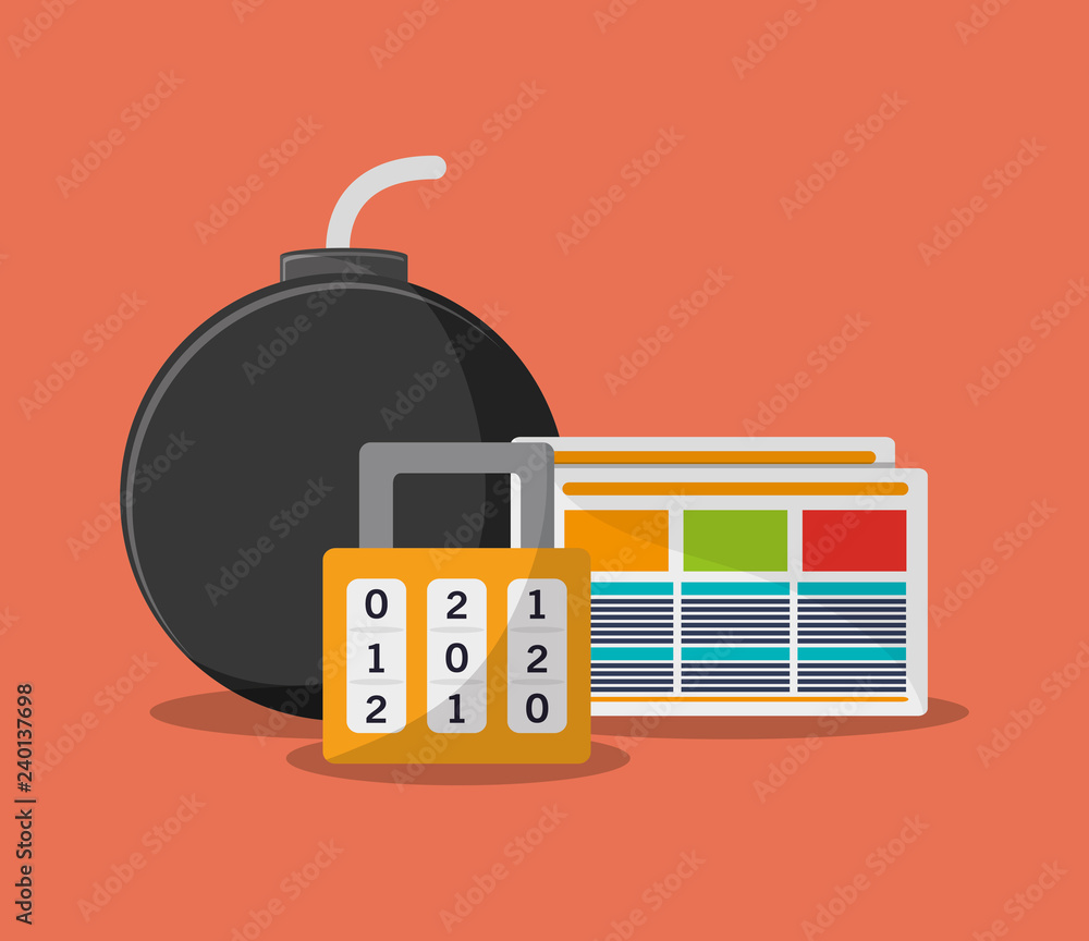 Poster internet security related icons image