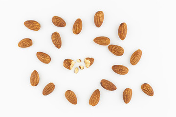 Almonds isolated on white background