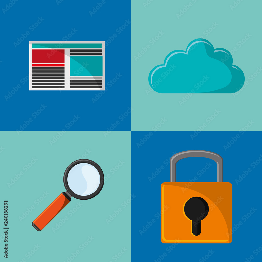 Poster internet security related icons image