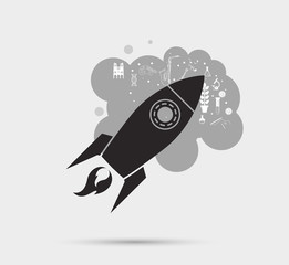 rocket with science related icons image 