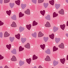 Seamless pattern for Valentine's day with heart shapes.