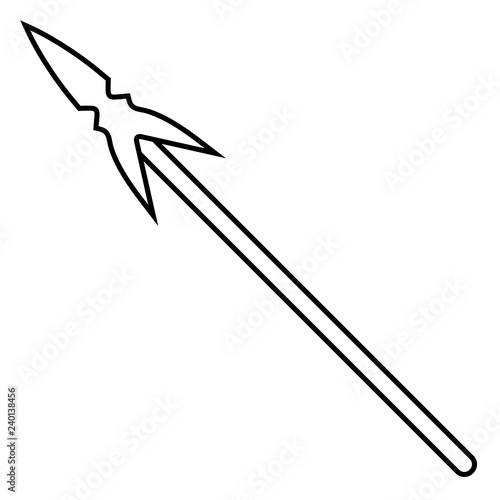 "Icon outline silhouette of a spear isolated on white background