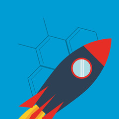 rocket with science related icons image 