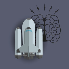 rocket with science related icons image 