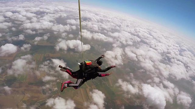 Parachutist Tandem Jumping