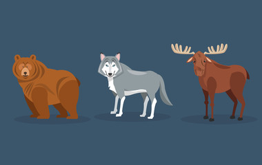 bear wolf and moose icons image 