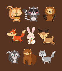 fox rabbit deer squirrel raccoon beaver skunk and bear icons ima