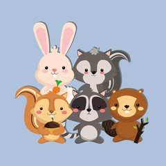 cute skunk rabbit squirrel racoon and beaver image 