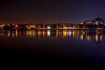 Obraz premium night city lights panorama of Riga in Latvia