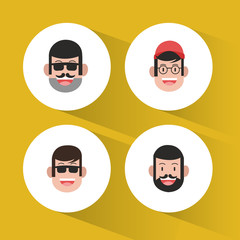 four faces of men icons image 