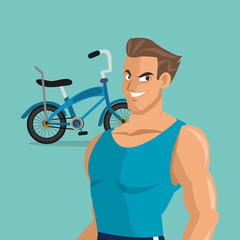bike and cyclist icons image 