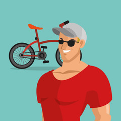 bike and cyclist icons image 