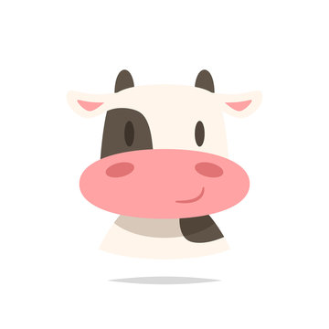 Cartoon Cow Head Vector Isolated