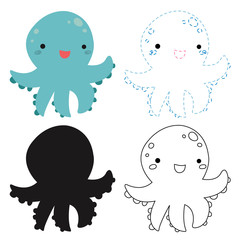 octopus worksheet vector design