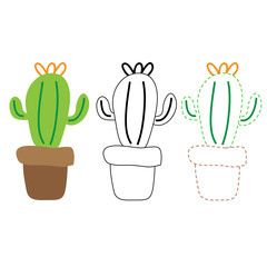 cactus worksheet vector design