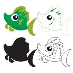 fish worksheet vector design