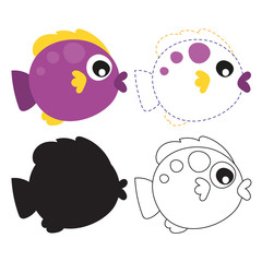 fish worksheet vector design