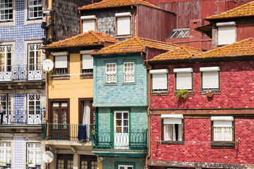Traditional multicolored houses in Porto, Portugal