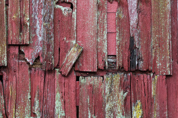 Close up red wood strips as background