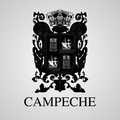 Silhouette of Campeche Coat of Arms. Mexican State. Vector illustration