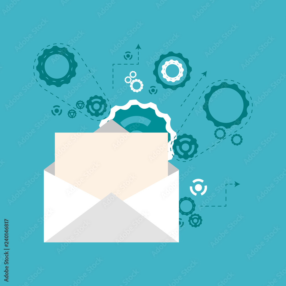 Poster mail message envelope with communication icons image