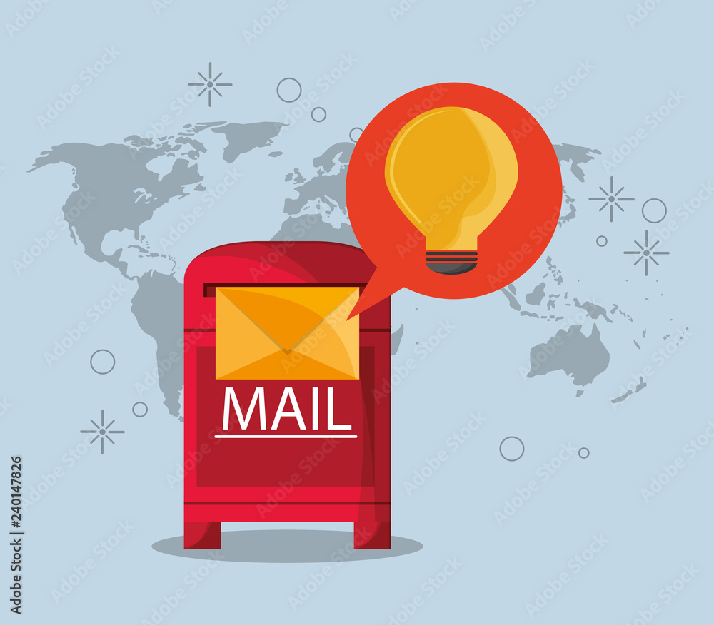 Poster mail message envelope with communication icons image