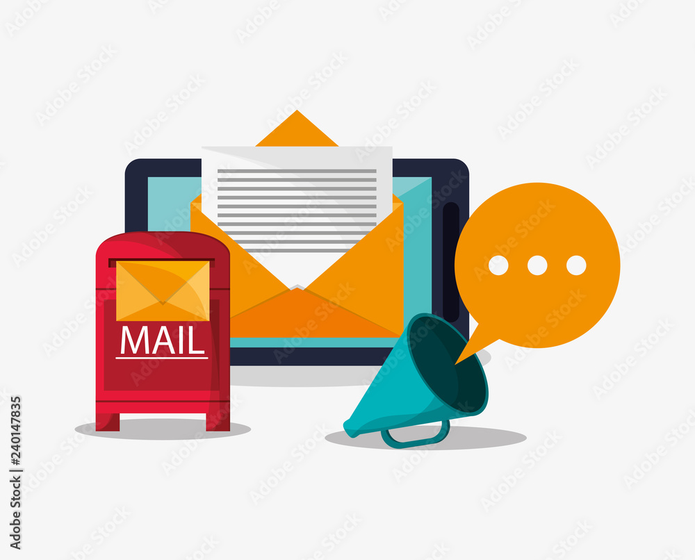 Poster digital messaging related icons image