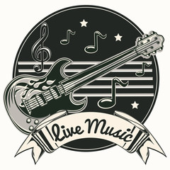 Obraz premium Live music guitar emblem