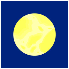 Yellow moon in the blue sky. Vector