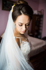 Fototapeta premium Beautiful bride preparation morning