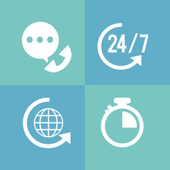 online support or call center related icons image
