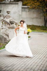 Obraz premium Portrait of beautiful european bride in autumn
