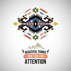 Vector colorful decorative element on native ethnic style