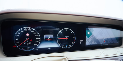 The luxury car dashboard. The Modern technology