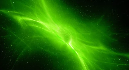 Foto op Aluminium Green glowing interstellar plasma field in deep space © sakkmesterke