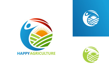 Happy Agriculture Logo Template Design Vector, Emblem, Design Concept, Creative Symbol, Icon