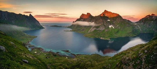 Kjerkfjorden Midnight Sun Panorama - 240155693