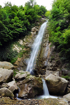 Caglayan waterfall in Ayvacik Dam Lake (Hidden Heaven) Samsun, Turkey