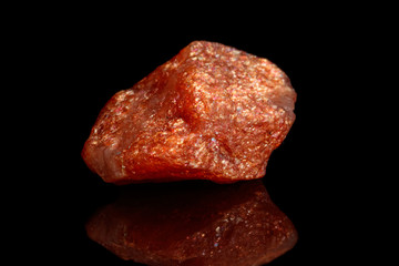 Macro mineral stone Nepheline sunny stone black background
