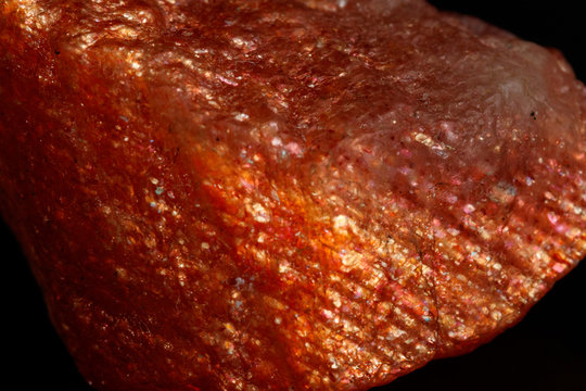 Macro mineral stone Nepheline sunny stone black background