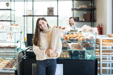 Woman Enjoying Shopping In Bakery