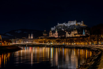 Fototapeta na wymiar night view of Salzburg in Austria