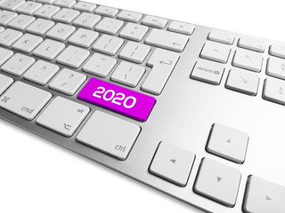 napis 2020 rok - szczęśliwego nowego roku napisane na klawiaturze do komputera