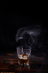 Whiskey on the wood table