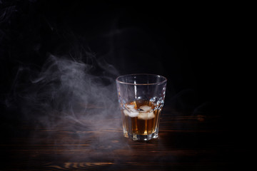 Whiskey on the wood table