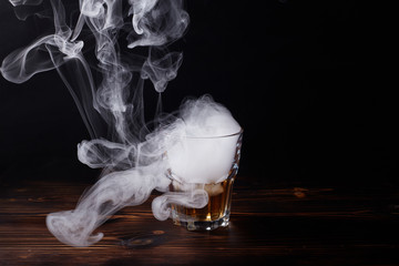 Whiskey on the wood table