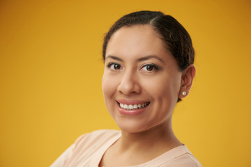 Latina headshot color background
